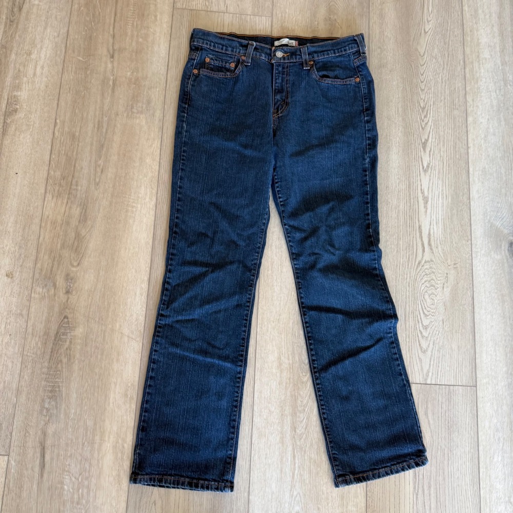 Levis 505 Straight Leg Jeans Womens 10 S Dark Wash Denim Stretch Pants 155051107